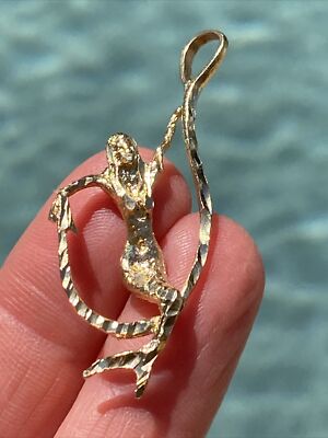 14K Yellow Gold Mermaid Charm or Pendant