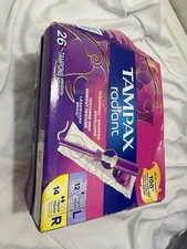 Tampax Radiant Tampons | Unscented | 26 Count | 12 Light & 14 Regular Bent Box