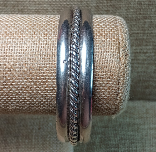 VTG Sterling Silver - Egyptian Twisted Wire Cuff Bracelet Heavy - 43g