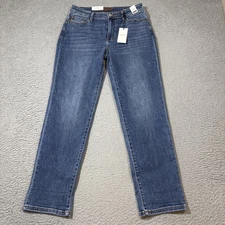 NWT Judy Blue Women 7/28 Mid Rise Boyfriend Fit Classic Cuff Jeans JB82685MD-CO
