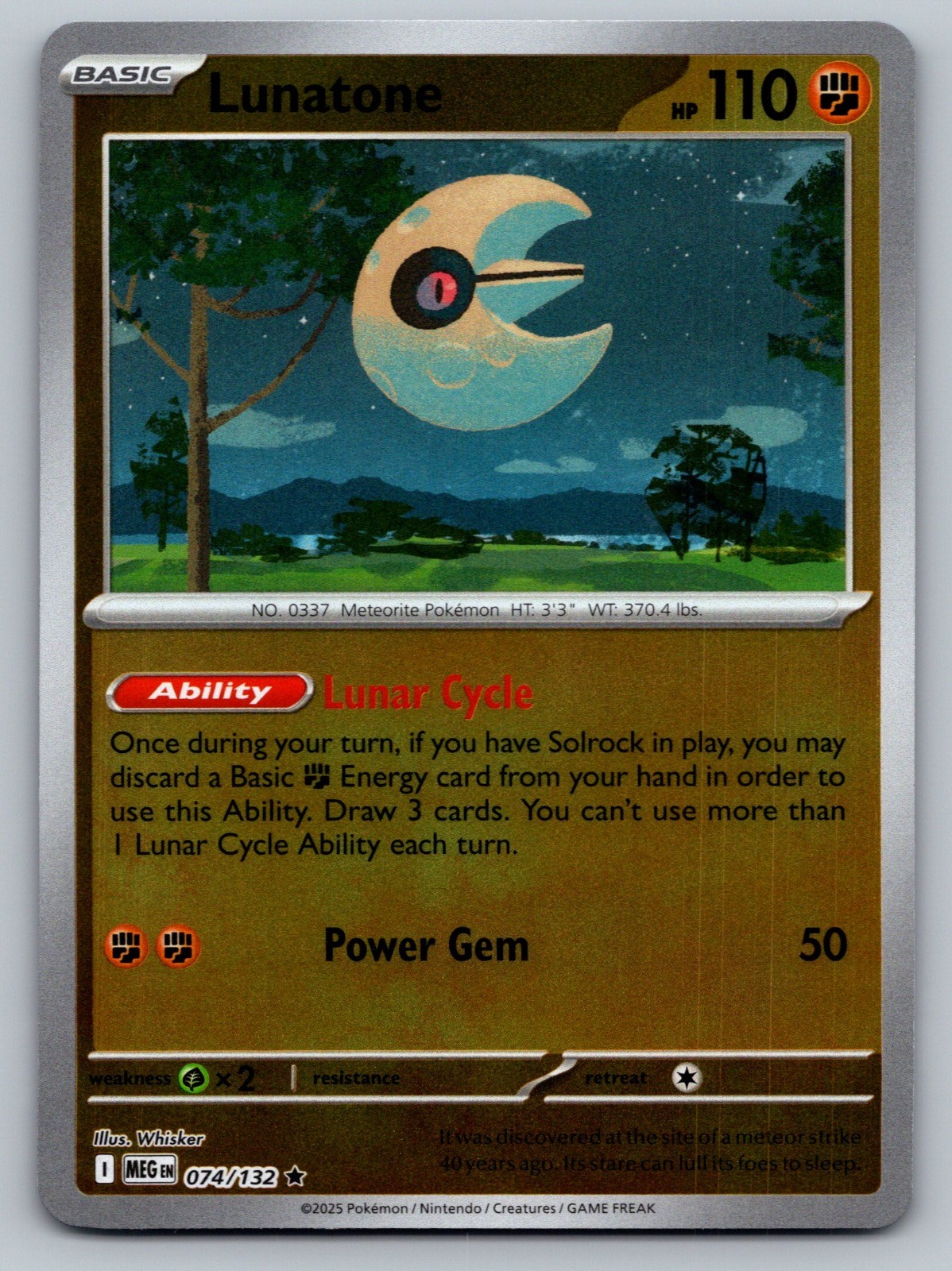Lunatone Reverse Holo Rare ME01: Mega Evolution 074/132 NM