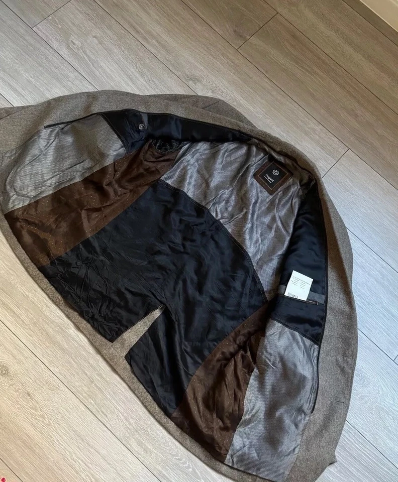 BUGATTI Lana Original Talla L Traje Chaqueta Gris/Marrón Dos Botones Blazer Hombre’s Foto 2 de 4