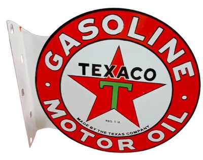 PORCELIAN TEXACO ENAMEL SIGN SIZE 18X18 INCHES DOUBLE SIDED WITH FLANGE