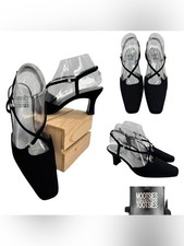 Mootsies Tootsies Collection Black Sling Back Heels Rhinestones Sz 8M