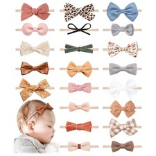 21 PCS Baby Headbands and Bows Hairbands Soft Nylon Elastics Handmade Girls H...