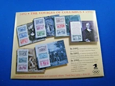 #2624 - 2629 COLUMBUS SOUVENIR SHEETS CMPLT SET + ORIG ENVELOPE MNH