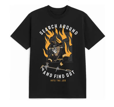 Search Around And Find Out Firefighter Shirt, Into The Job Skeleton Fire Gear Gr