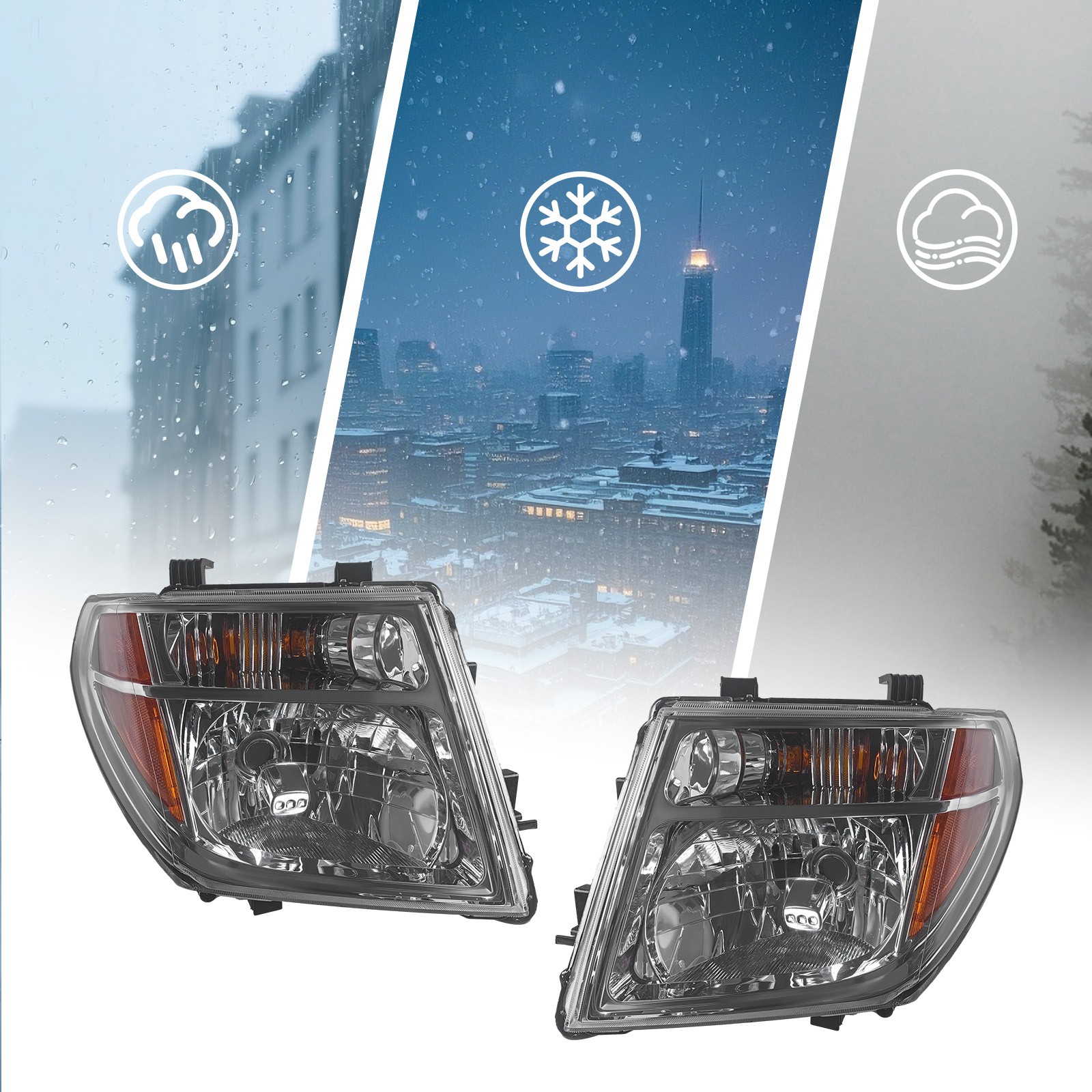 L+R For 2004 2005 2006 2007 Pathfinder Headlights Headlamps Chrome Durable