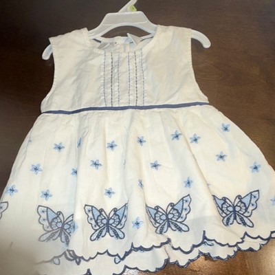 Koala Kids Girls 4T White/Blue Sundress Sleeveless Round Neck Embroidered
