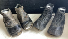Antique Childs Leather Victorian High Top Button  Lace up Shoes  2 Pair