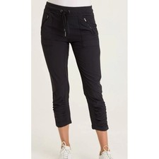 Wearables by XCVI Black Ruched Crop Pants Capris Style 22774W Womens Large