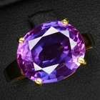 24K Gold 925 Sterling Silver Rings Glittering Lavender Violet Sapphire 10.10Ct