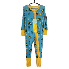 Kai Blue Bamboo Pajamas 12-18 Months Camping Bears Print Footed Zip Sleeper NWT