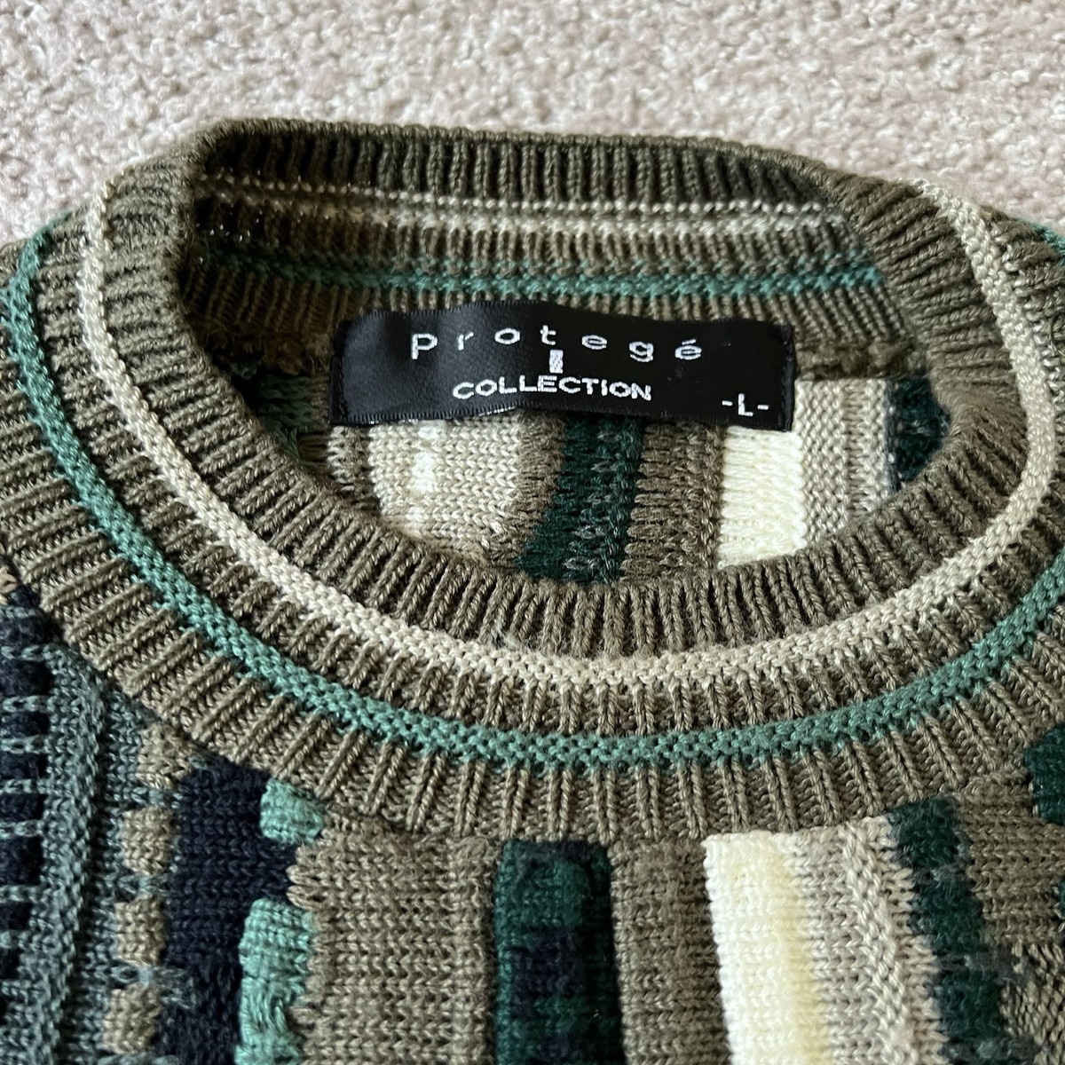 Vintage 90s Protege 3D Knit Textured “Coogi Style” Sweater