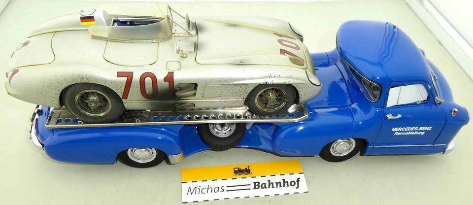 CMC M-163 Mercedes-Benz 300 SLR Dirty Hero Bundle Renntransporter 1:18 OVP KH1 å