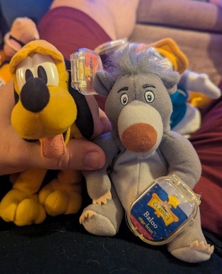 Vtg Disney ''Star Bean'' Baloo & Pluto Plushies w/Tags Mattel 7'' Great Shape!