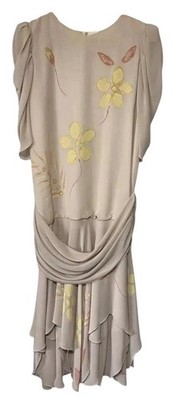 Vintage  Drop Waist Dress Floral 1980 s Very Good Condition - Size 16 (#001)