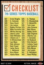 1962 Topps #516 Checklist 7 Yellow Boxes VARIATION 2 - GOOD