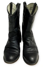 Rodeo Drive Women's Black Leather Cowboy Boots Size 9M USA Made Western Roper