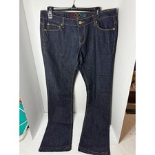 Coogi Jeans Womens Dark Wash Bootcut Rainbow Embroidered Pockets size 13/14