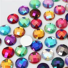 12mm 200pcs AB Colour Jewel Gems Round Flat Back Rhinestones, 12mm, Mixed 