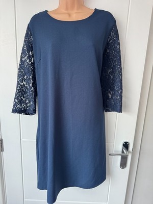 Junarose Blue Lace Sleeve Shift Dress Curve Plus Size L UK 18 B86