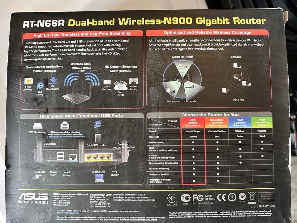ASUS RT-N66R Wireless-N900 Dual Band Gigabit Wireless N Router New - Image 2 of 3