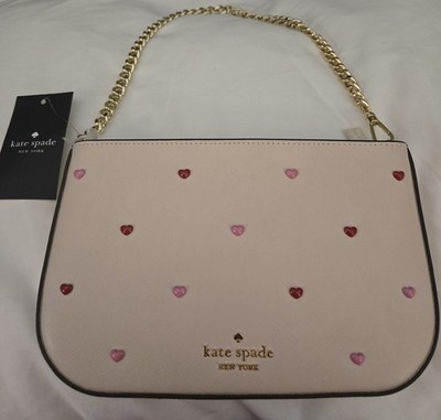 Kate Spade Madison Powdered Pink Heart Stud Pochette -Retail $269 NEW WITH TAGS