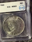 ICG 1922 Peace Dollar MS-63