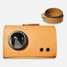 Fancy Poupee Leather Cat Carrier w/ Carry Handle and Shoulder Strap Orange 