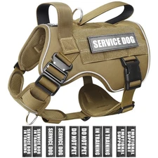 Tactical Dog Harness for Large Dog, Heavy Duty Service Dog MOLLE Vest with 10...