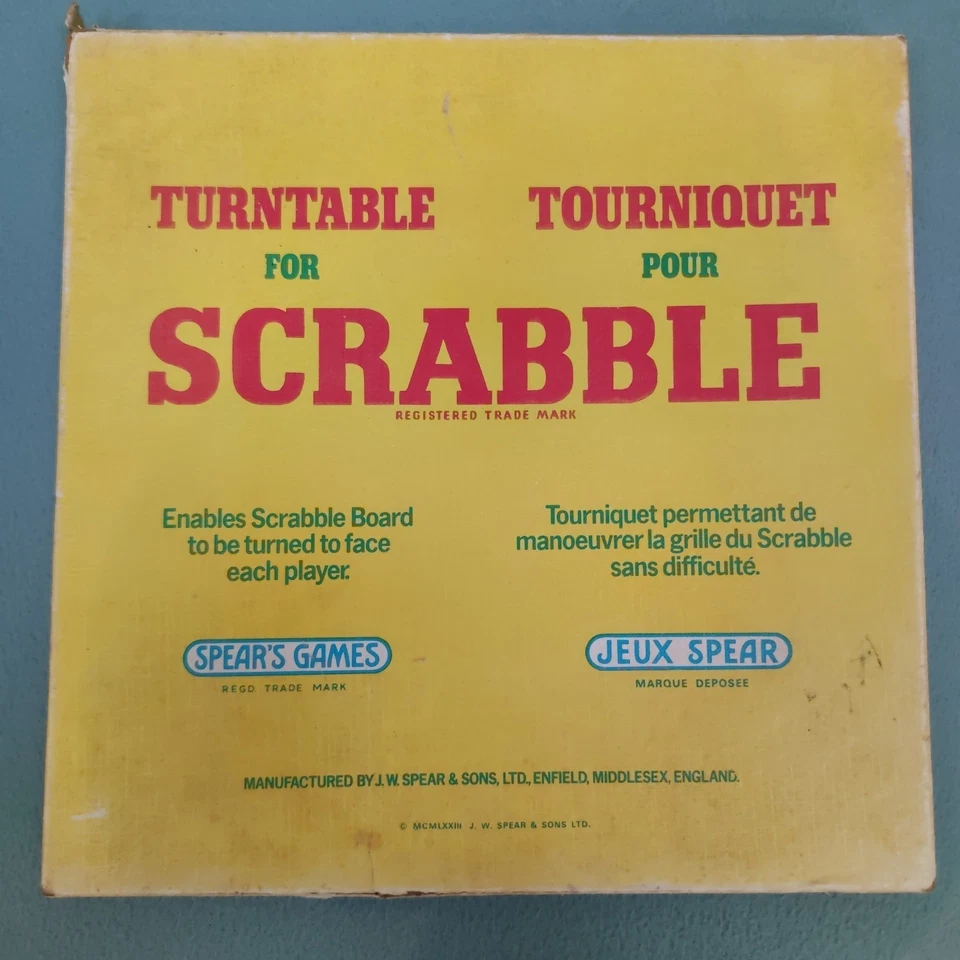 Vintage SCRABBLE TURNTABLE Deluxe Spear’s 1973 Original Box - Image 4 of 4