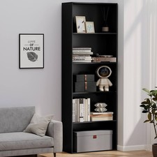 5-Shelf Storage Bookcase Modern Multi-Functional Display Cabinet Home Black
