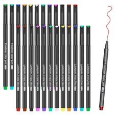 24 Color Fineliner Pens Set, Colored Sketch Writing Drawing Pens for Journaling
