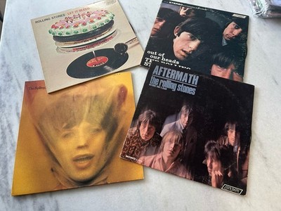 4 Rolling Stones Vinyl records Let It Bleed - Aftermath, Out Of Our Heads, Etc 