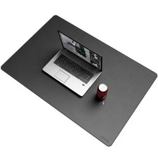 Black Leather Desk Mat NonSlip Waterproof Extra Wide Pad 35.5x23.6 Inch