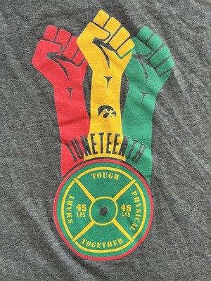 Iowa Hawkeyes Football Team Issued Juneteenth Strength & Conditioning Shirt 2XL