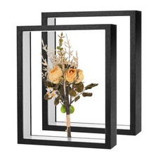 2-Pack Dried Flower Frame, 8 x 10 Inch Wooden Shadow Box Frame Black 