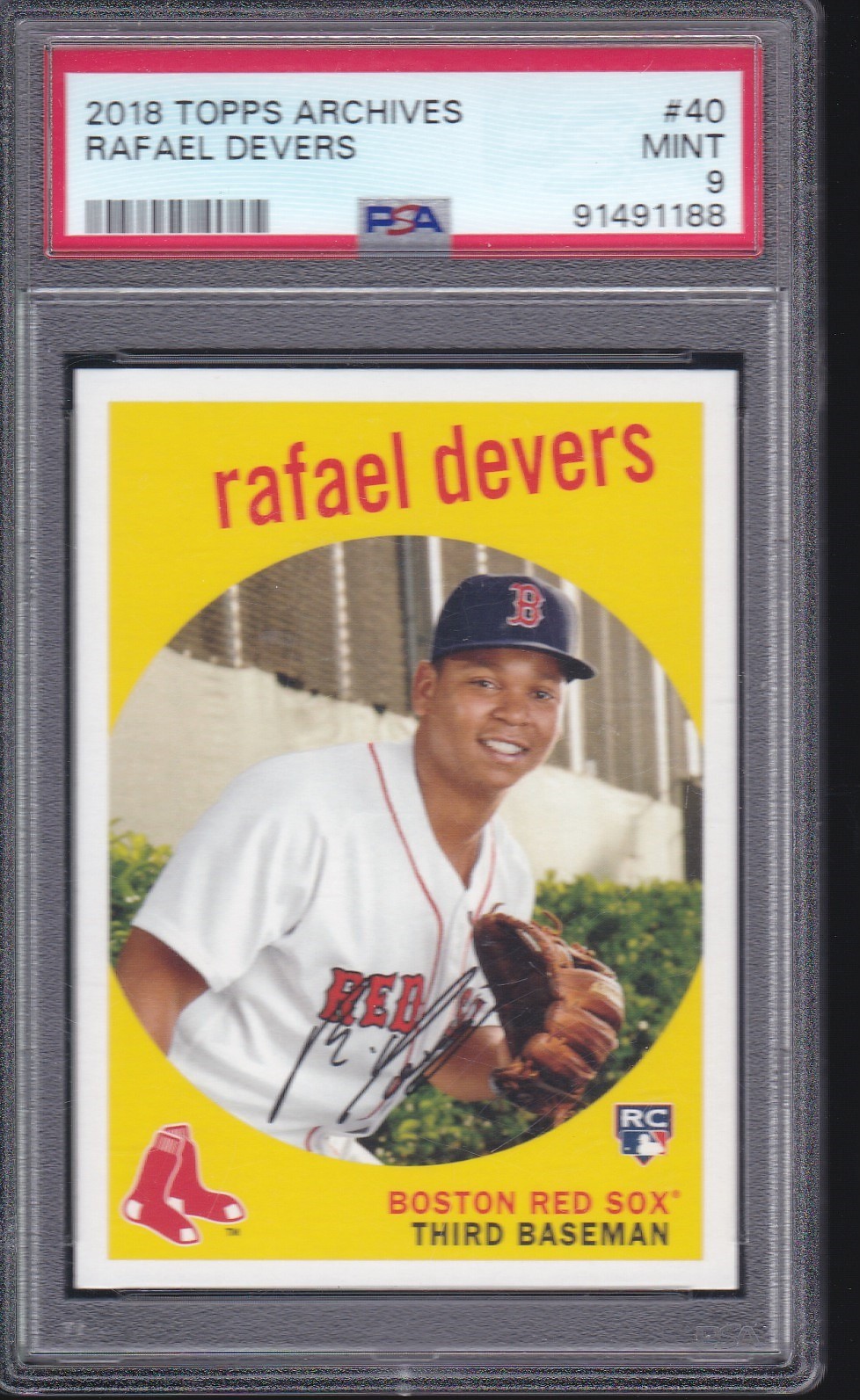 2018 Topps Archives #40 RAFAEL DEVERS RC Red Sox ROOKIE CARD MT Graded PSA 9