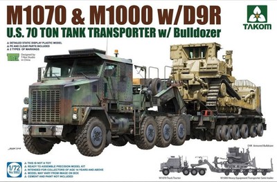 Takom 5002 1/72 US M1070 Tractor & M1000 70-Ton Tank Transporter w/D9R Dozer