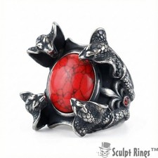 Sculpt Rings Serpent's Embrace: Red Zircon Stone Snake Ring