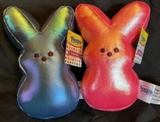  2 Peeps Plush Bunny - Pink and Blue with Metallic finish - 6" - New