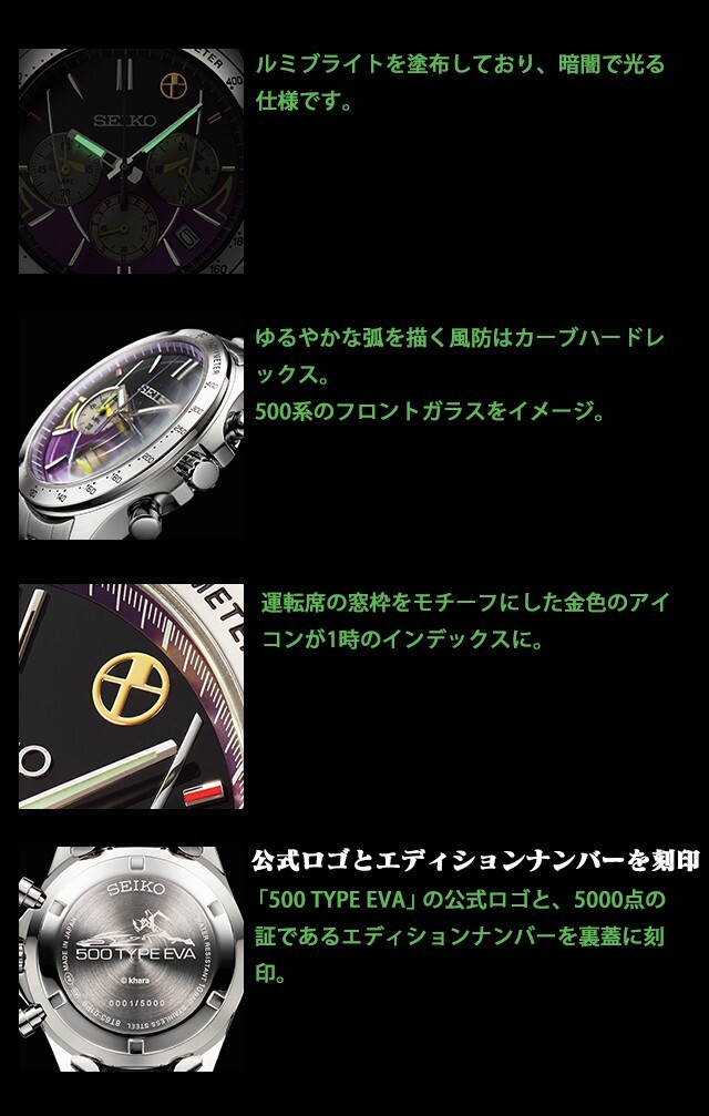 SEIKO Evangelion 500 Series Shinkansen 25th Anniv. 500 TYPE EVA