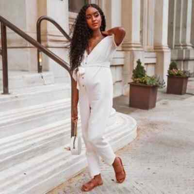 NWT Hatch Maternity Noelle Ivory White Button Jumpsuit | eBay