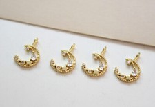 6pcs CZ Pave Star Moon Charm,Cubic Zirconia Moon Pendant,Zircon Charm