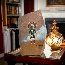 Hopi Painting On Stone By A. Garcia 1998 Handmade One Of A Kind