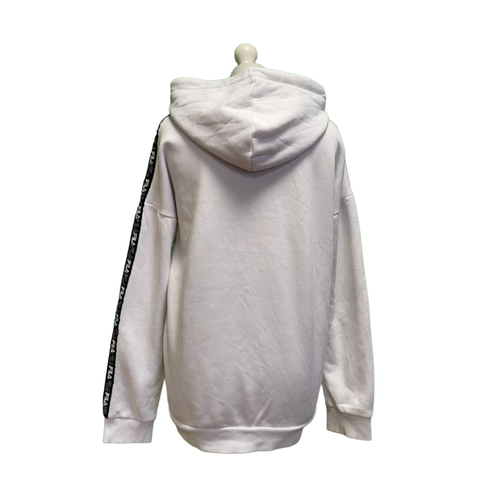 Ww666 Felpa donna Fila bianca con coulisse oversize con cappuccio UK S M EU 36 38