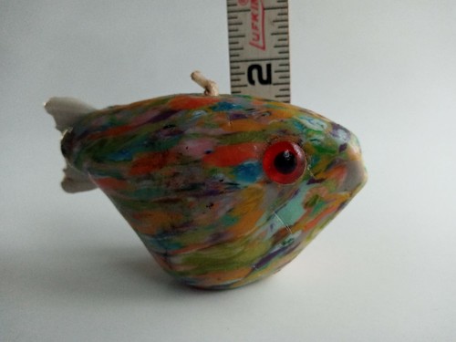 Candela Pesce Piccola Cera Nuova 31/4" × 13/4" Colorata Con Occhi Rossi - Foto 7 di 8