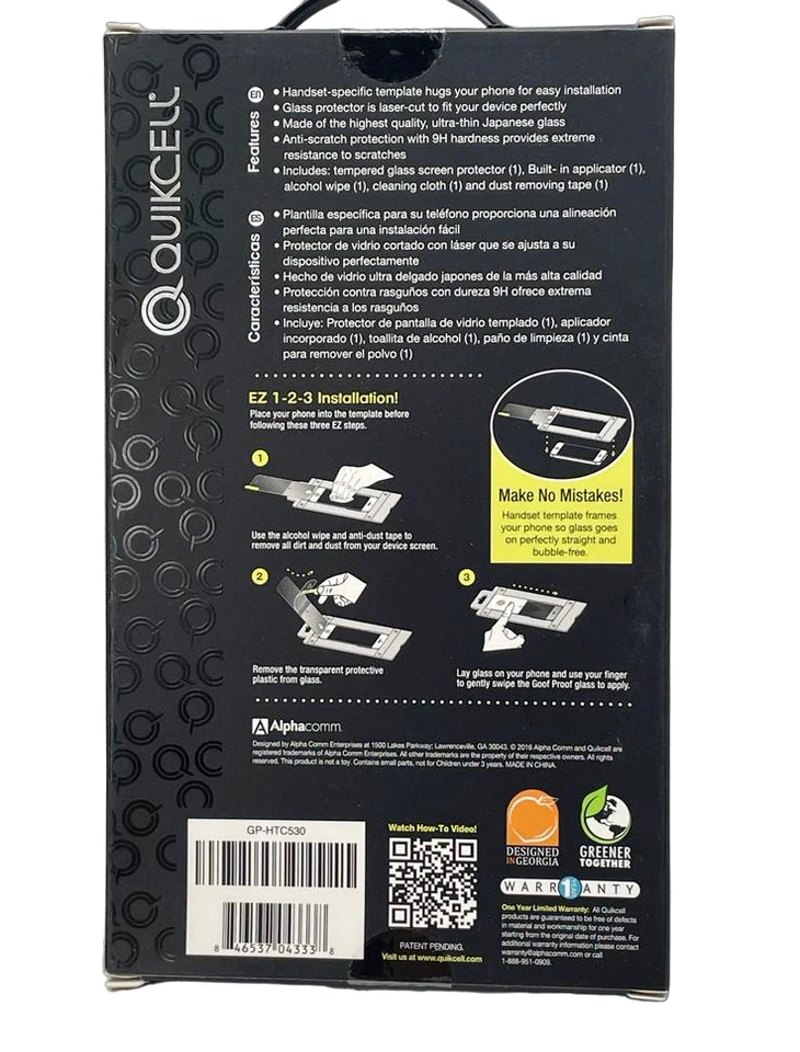 Protector de pantalla de vidrio extremo Quikcell HTC Desire 530 Goof Poof Foto 2 de 4