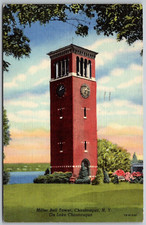 Chautauqua New York 1949 Postcard Miller Bell Tower On Lake Chautauqua